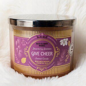 Bath & Body Works Give Cheer Strawberry Sparkler 3-Wick Candle • Limited Edition